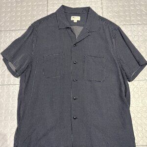 J Crew Beach Summer Lightweight Camp Shirt Navy Blue White Cross Large L